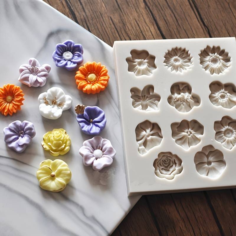 11 Cavity Flower Shaped Silicone Mold 3d Fondant Mold For - Temu
